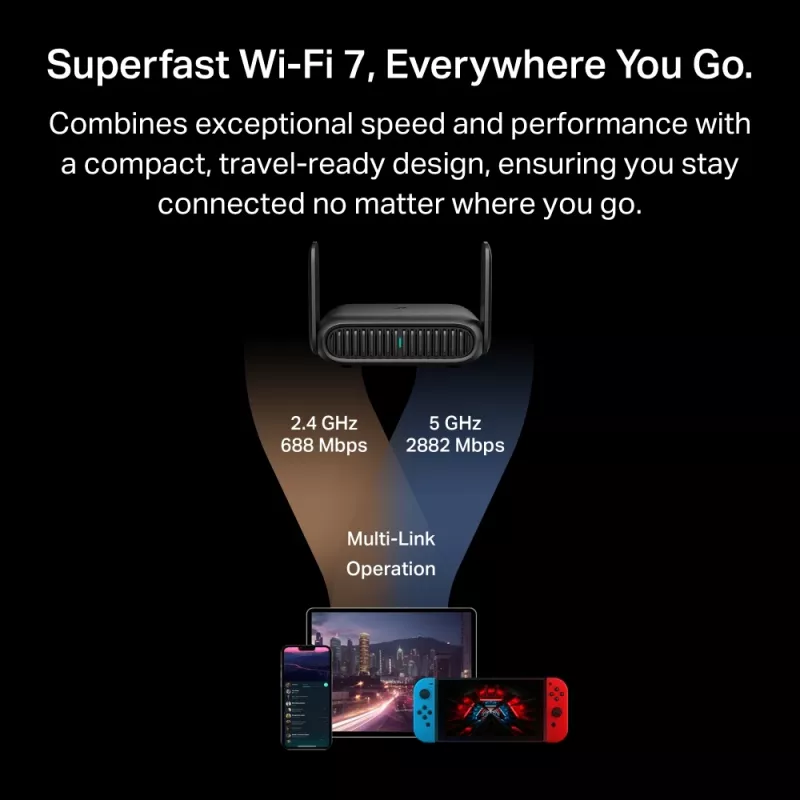 TP-Link BE3600 Wi-Fi 7 wireless router 2.5 Gigabit Ethernet Dual-band (2.4 GHz / 5 GHz) Black