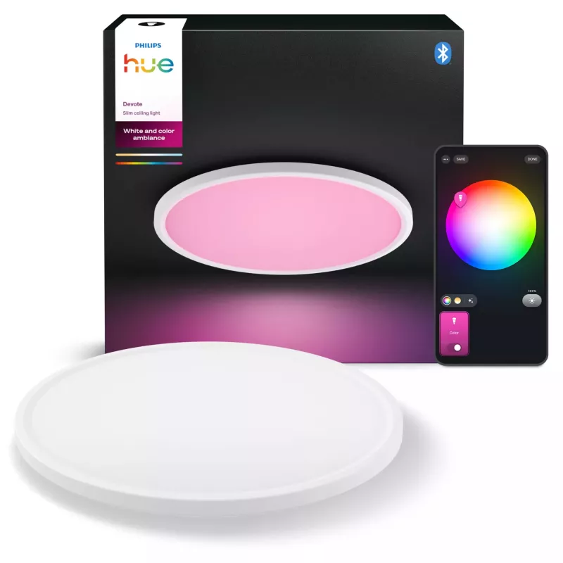 Ceiling light Philips Hue Devote slim ceiling light M, round LED 23W, white, Ø42.1 cm, universal location