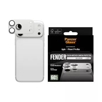 PanzerGlass Fender Camera Protector for iPhone 17 Pro Max — Silicone, Silver, Scratch & Shock Resistant