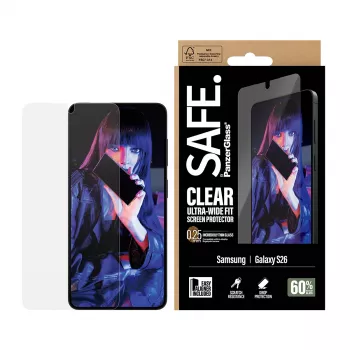Screen Protector PanzerGlass SAFE by for Samsung New Galaxy S 2026 — Ultra-Wide Fit, PET+Silicone, Transparent