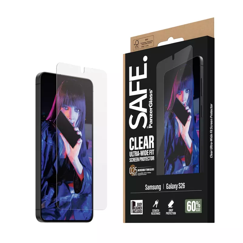 Screen Protector PanzerGlass SAFE by for Samsung New Galaxy S 2026 — Ultra-Wide Fit, PET+Silicone, Transparent