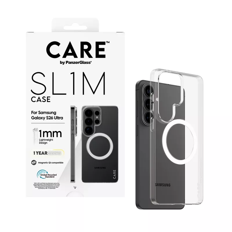 Phone case PanzerGlass CARE™ SL1M Transparent with Qi for Samsung Galaxy S26 Ultra (6.9 inch)