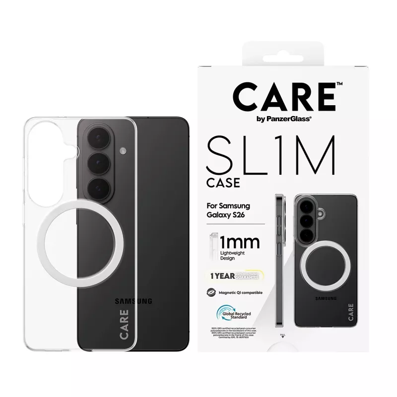 PanzerGlass CARE™ SL1M Transparent Cover Case with Qi for Samsung Galaxy S26, fits up to 16 cm (6.3 inch) screen