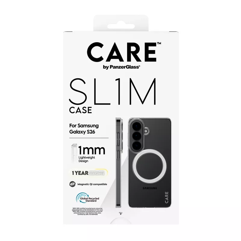 PanzerGlass CARE™ SL1M Transparent Cover Case with Qi for Samsung Galaxy S26, fits up to 16 cm (6.3 inch) screen