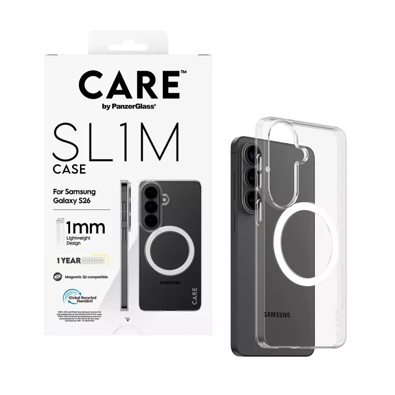 PanzerGlass CARE™ SL1M Transparent Cover Case with Qi for Samsung Galaxy S26, fits up to 16 cm (6.3 inch) screen