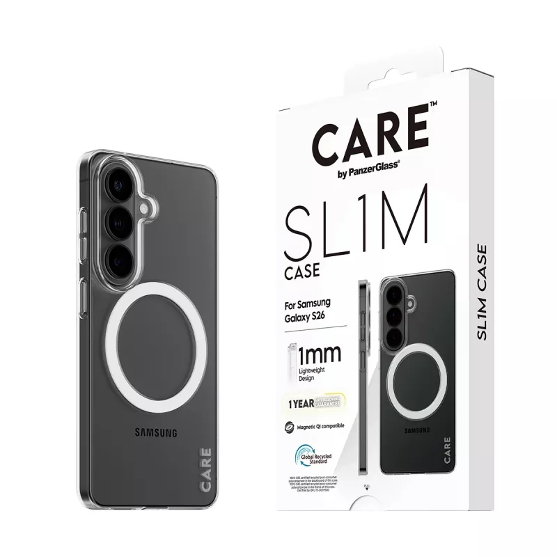 PanzerGlass CARE™ SL1M Transparent Cover Case with Qi for Samsung Galaxy S26, fits up to 16 cm (6.3 inch) screen