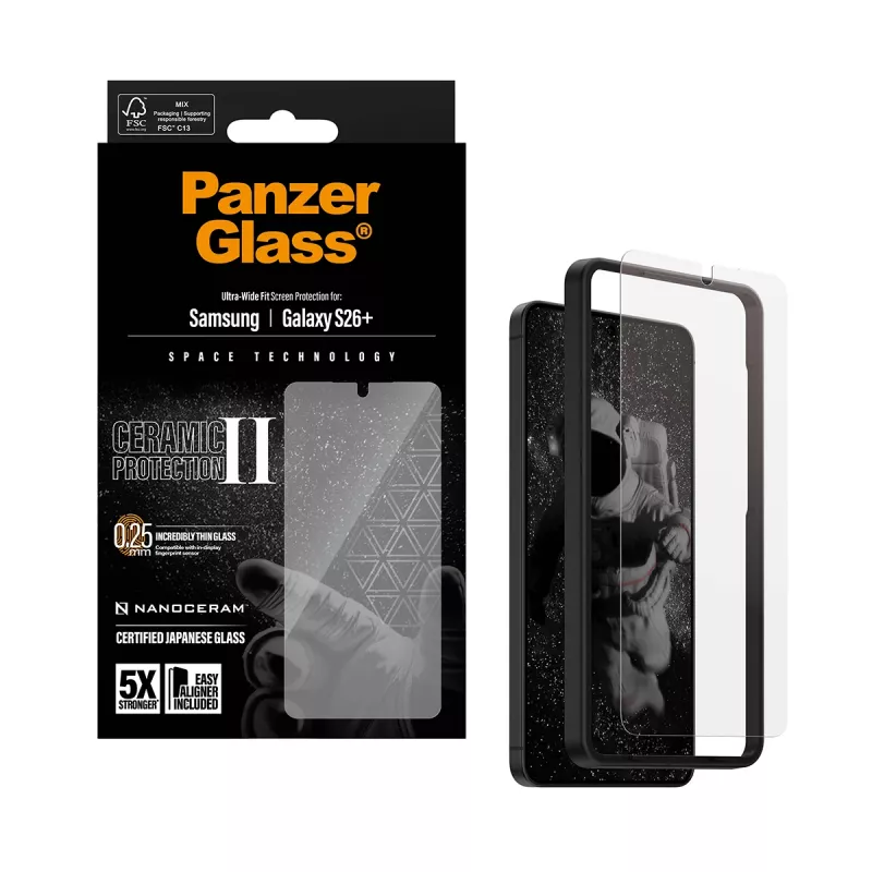 PanzerGlass ® Ceramic Screen Protector Samsung Galaxy S26+ | Ultra-Wide Fit w. EasyAligner