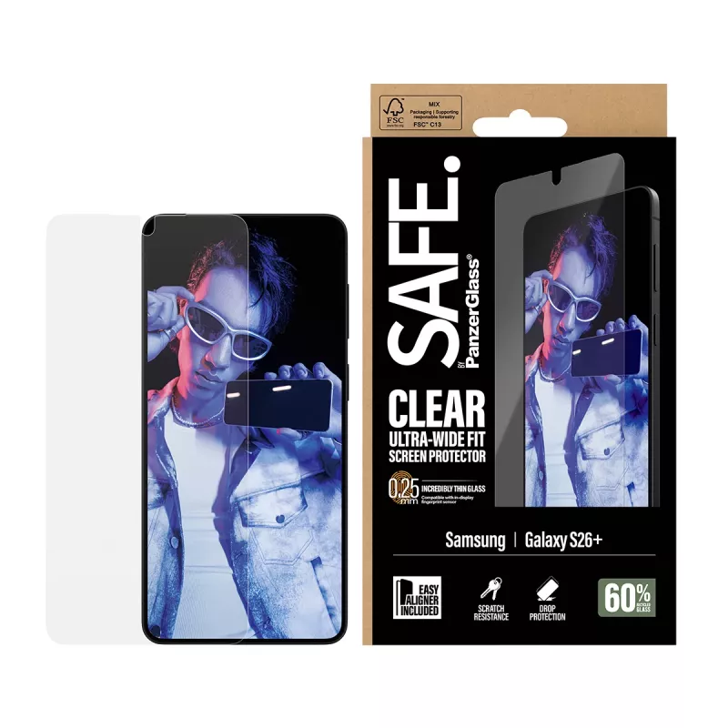 PanzerGlass SAFE. by ® Screen Protector Samsung New Galaxy S 2026 Plus | Ultra-Wide Fit w. EasyAligner