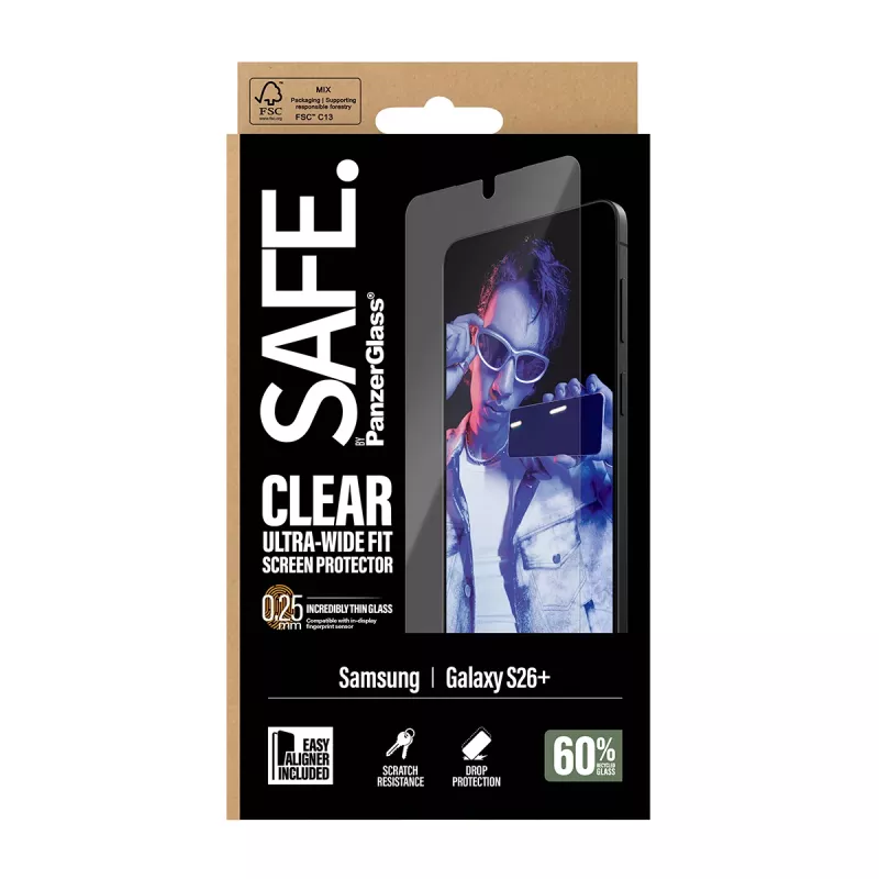 PanzerGlass SAFE. by ® Screen Protector Samsung New Galaxy S 2026 Plus | Ultra-Wide Fit w. EasyAligner