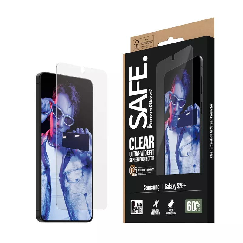 PanzerGlass SAFE. by ® Screen Protector Samsung New Galaxy S 2026 Plus | Ultra-Wide Fit w. EasyAligner