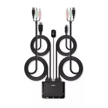 Lindy 2 Port HDMI 18G, USB Type C, USB 2.0 and Audio Cable KVM Switch