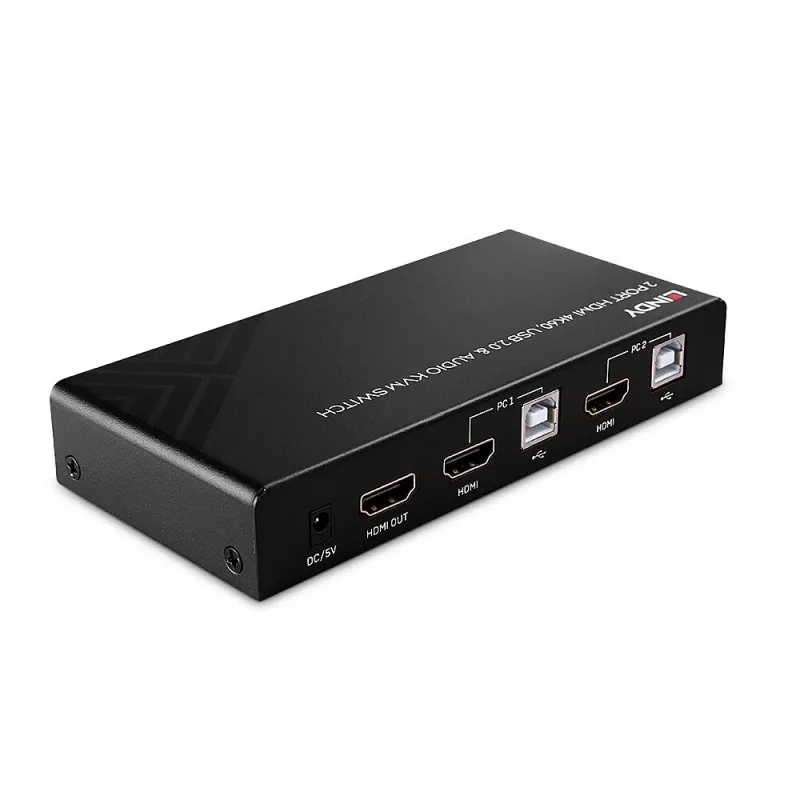 Lindy 2 Port HDMI 4K60, USB 2.0 and Audio KVM Switch, 4096 x 2160 pixels, 4K Ultra HD, Black