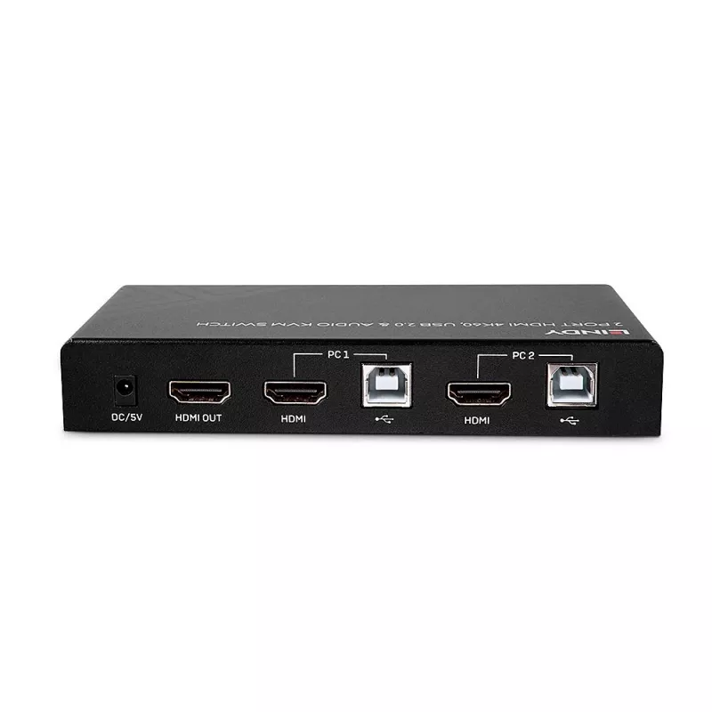 Lindy 2 Port HDMI 4K60, USB 2.0 and Audio KVM Switch, 4096 x 2160 pixels, 4K Ultra HD, Black