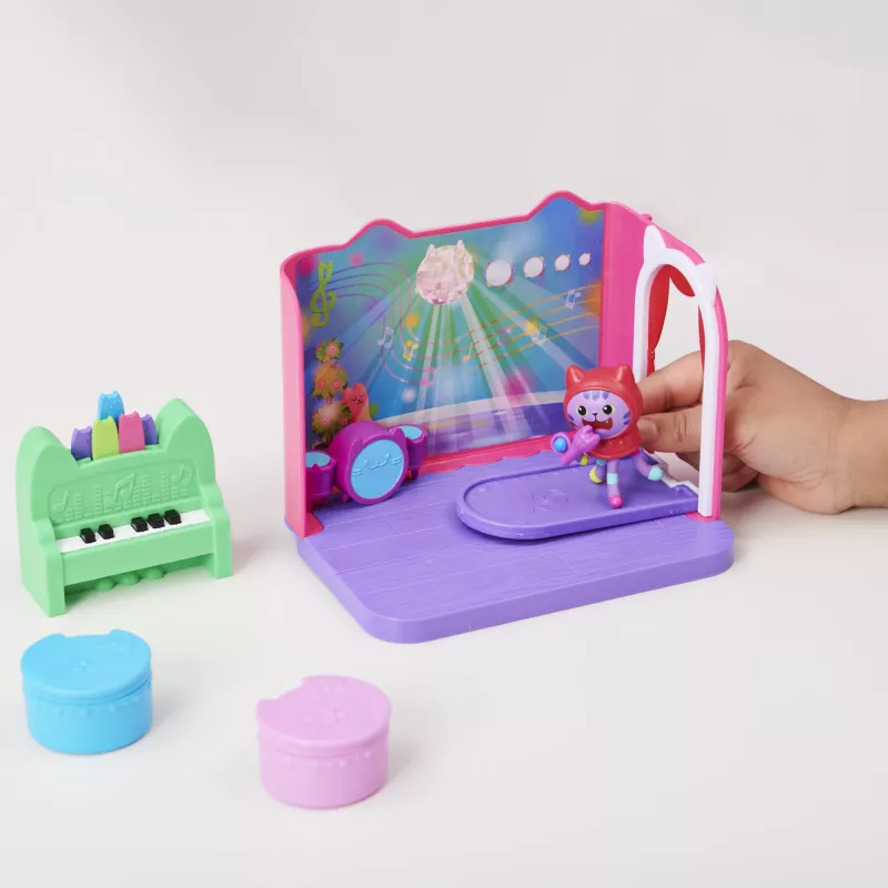 Gabby's Dollhouse , Groovy Music Room with Daniel James Catnip Figure, 2 Accessories, 2 Furniture Pieces and 2 Deliveries, Kids Toys for Ages 3 and up