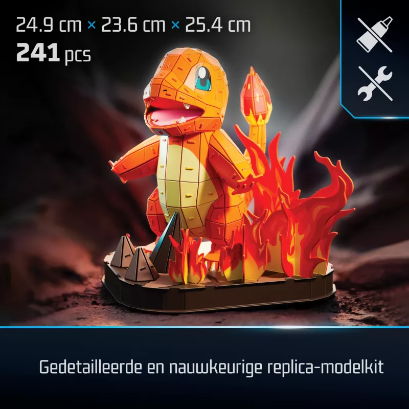 4D Build , Pokémon Charmander 3D Model Kit, Pokémon Figure, Kanto First Partner Collection, Desk Décor, 241 Pieces, for Ages 12 & Up