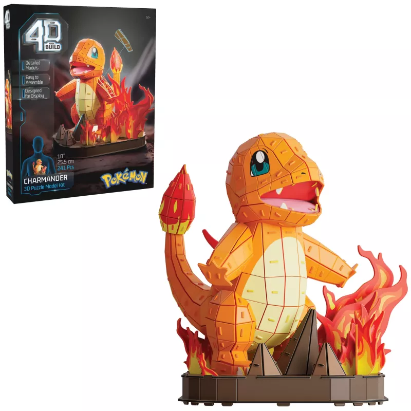4D Build , Pokémon Charmander 3D Model Kit, Pokémon Figure, Kanto First Partner Collection, Desk Décor, 241 Pieces, for Ages 12 & Up