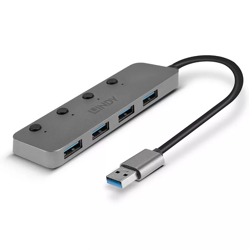 Lindy 4 Port USB 3.0 Hub with On/Off Switches