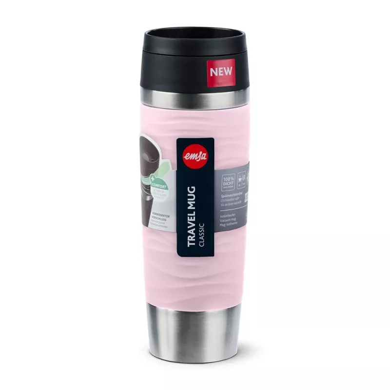 EMSA Travel Mug Waves Grande 500 ml Pink, Stainless steel