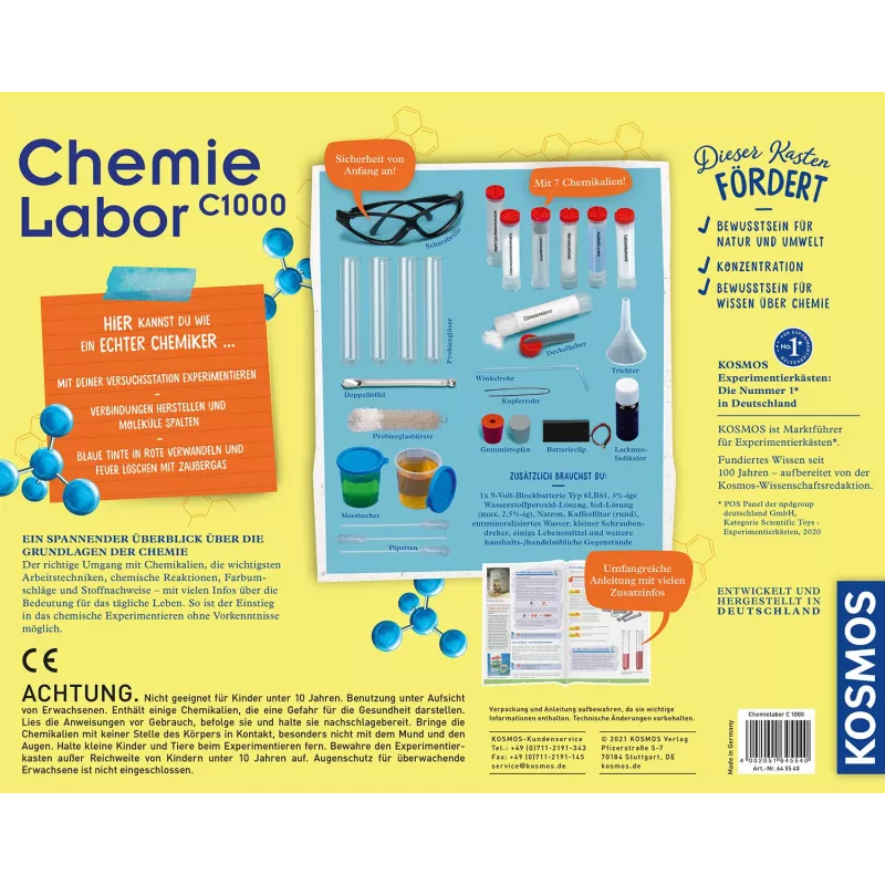 Kosmos Chemielabor C1000, Experiment kit, Chemistry, 10 yr(s)