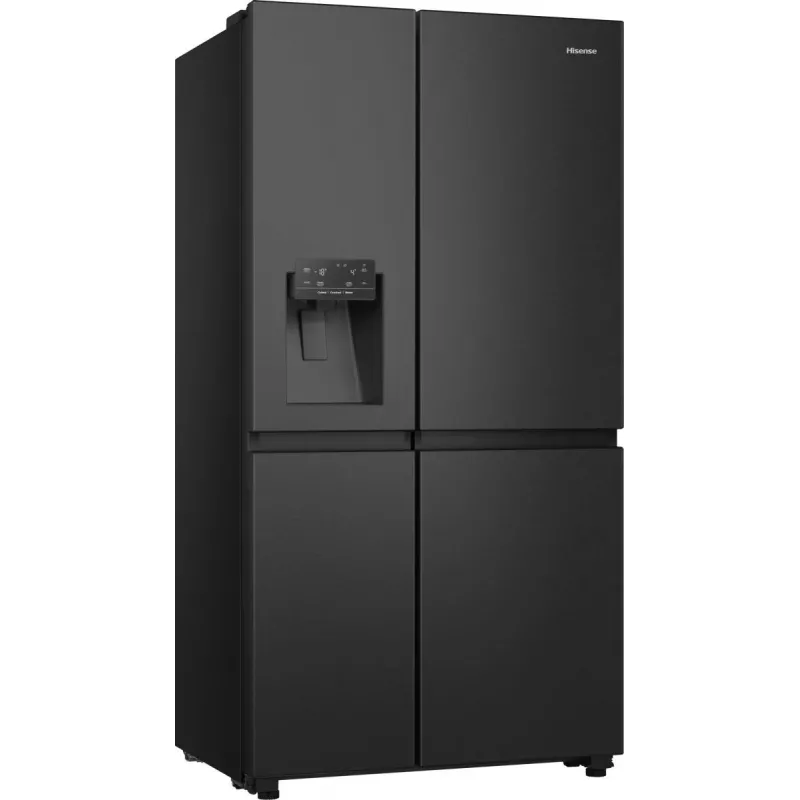 Hisense Side by Side Fridge RS818N4TFE, Freestanding, American Door, Black, Touch, LED, On-Door Display