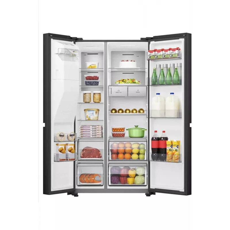 Hisense Side by Side Fridge RS818N4TFE, Freestanding, American Door, Black, Touch, LED, On-Door Display