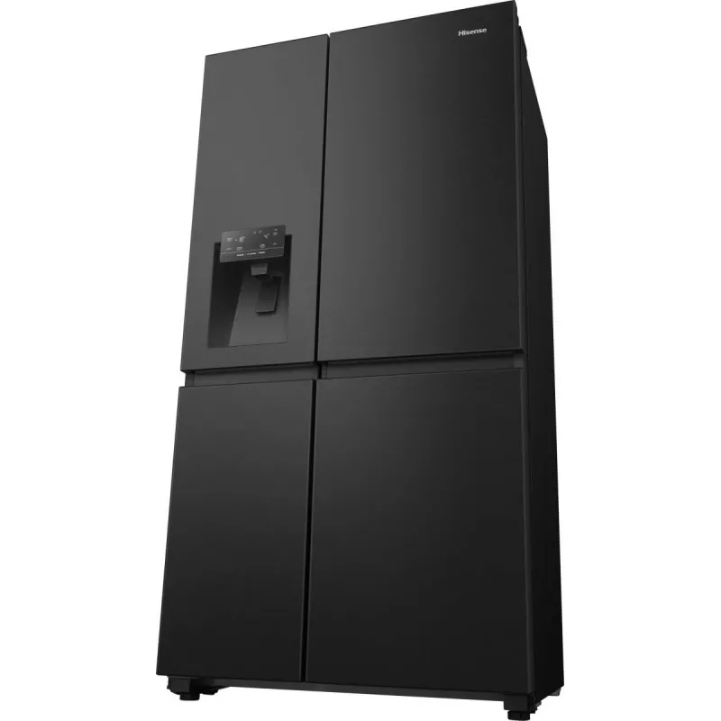 Hisense Side by Side Fridge RS818N4TFE, Freestanding, American Door, Black, Touch, LED, On-Door Display
