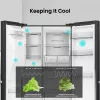 Hisense Side by Side Fridge RS818N4TFE, Freestanding, American Door, Black, Touch, LED, On-Door Display