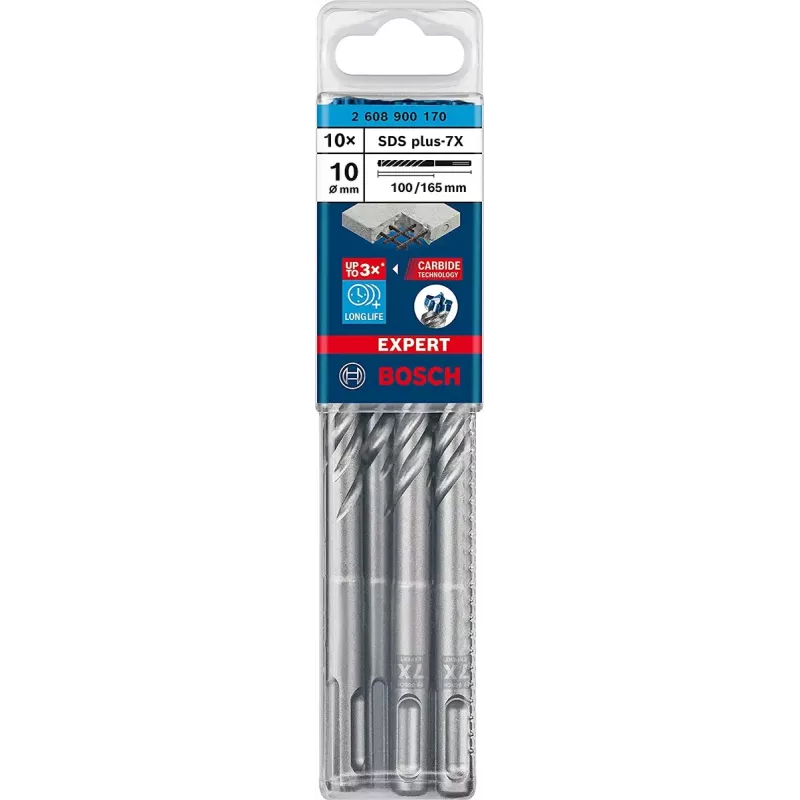 Bosch Expert SDS-plus-7X Hammer Drill Bit 5 mm x 165 mm, 10 pcs (2608900158)
