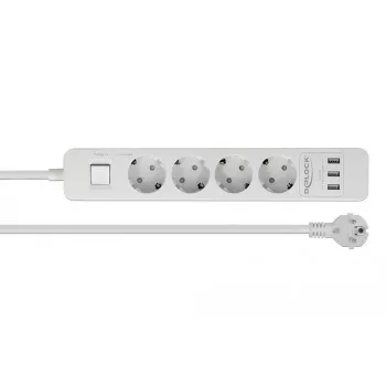 Power Extension DeLOCK 11206 1.5m 4 AC Outlets Indoor White