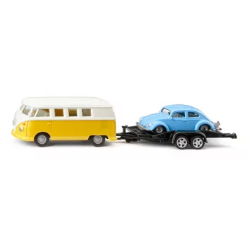 Car model set Siku VW T1 with trailer and VW Beetle, preassembled 1:50, size 42×200×51 mm