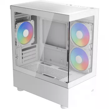 Tower PC Case AEROCOOL Viewport Mini-G-WT-v4 ARGB with two tempered glass panels, white