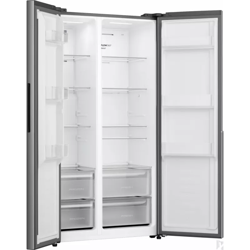 Gorenje Side by side NRS917E41X SI, Freestanding, American door, Grey, 2 door(s), Touch, LED