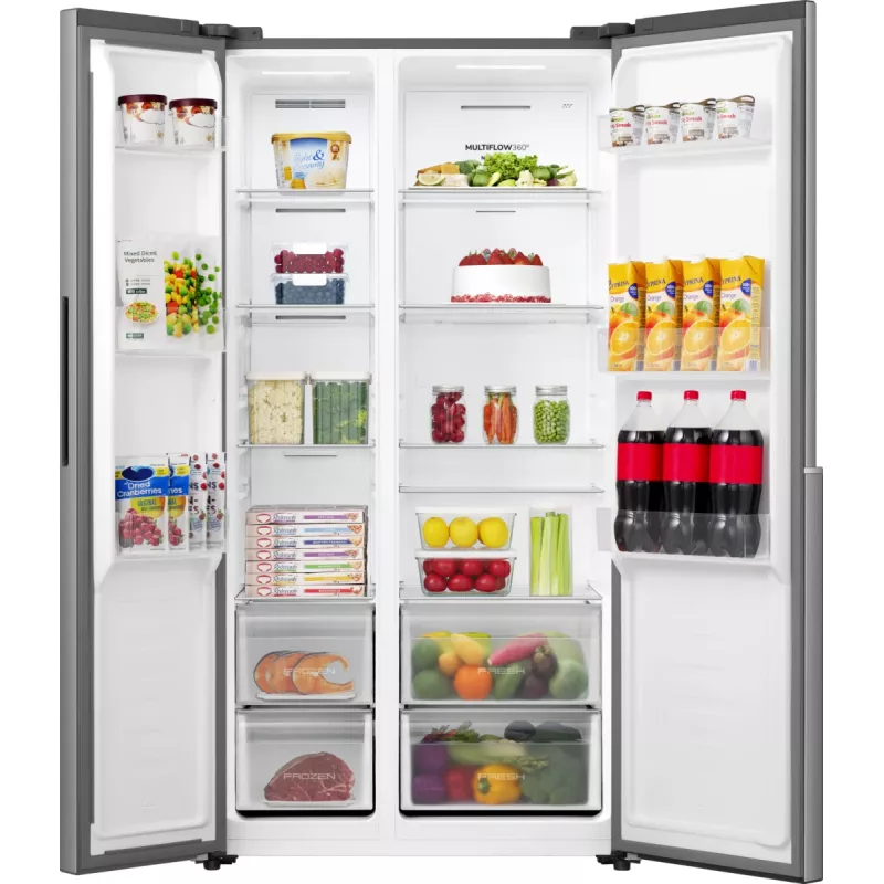 Gorenje Side by side NRS917E41X SI, Freestanding, American door, Grey, 2 door(s), Touch, LED