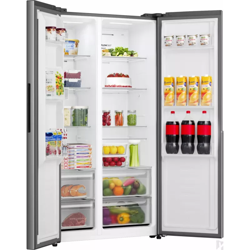 Gorenje Side by side NRS917E41X SI, Freestanding, American door, Grey, 2 door(s), Touch, LED