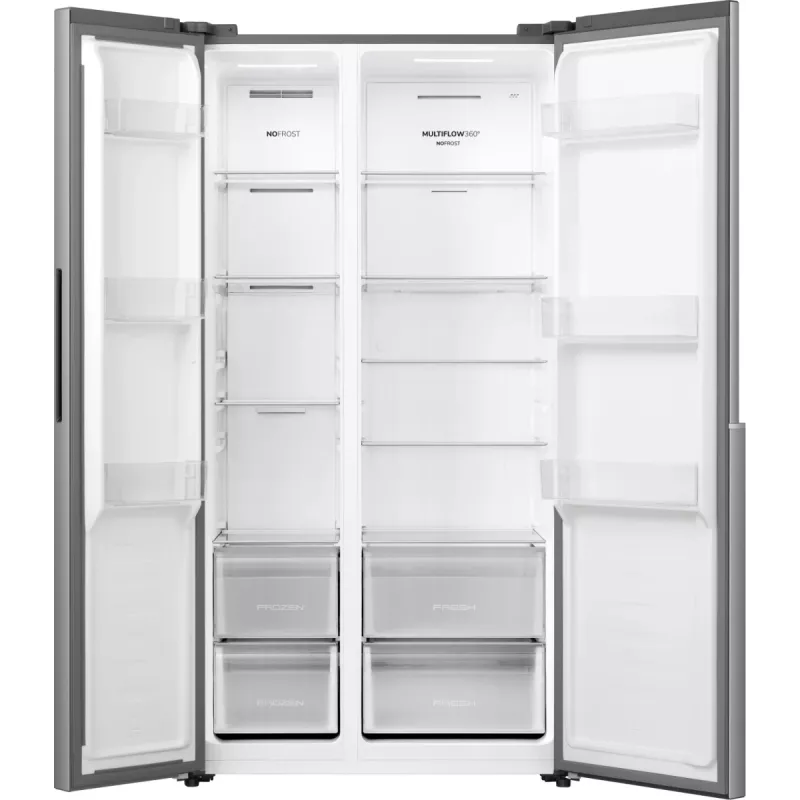 Gorenje Side by side NRS917E41X SI, Freestanding, American door, Grey, 2 door(s), Touch, LED