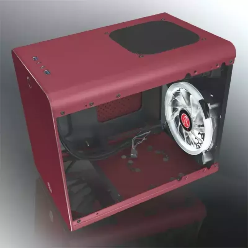 RAIJINTEK METIS PLUS Mini Tower PC case Red — Mini-ITX, 1x 3.5 inch bay, 4x 2.5 inch bays, 120 mm fans