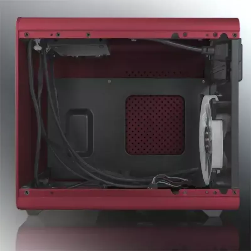 RAIJINTEK METIS PLUS Mini Tower PC case Red — Mini-ITX, 1x 3.5 inch bay, 4x 2.5 inch bays, 120 mm fans