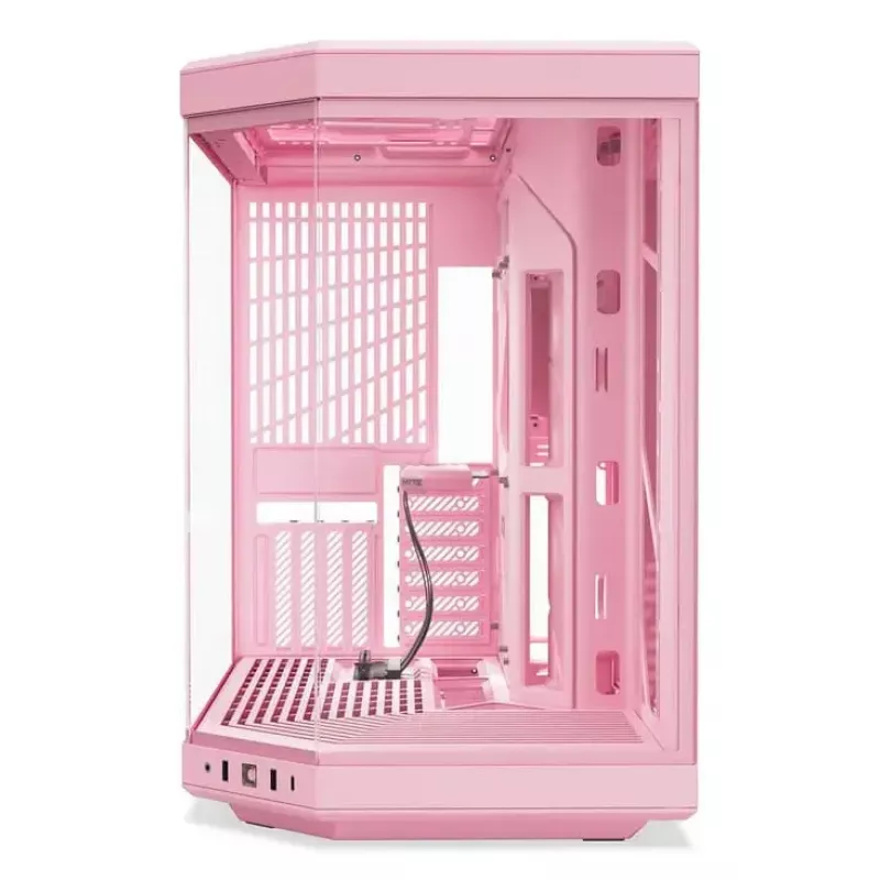 HYTE Y70 Milk Midi Tower PC Case, Pink — supports 120/140 mm fans, 2.5 inch & 3.5 inch drives, bottom PSU, 320×470×470 mm