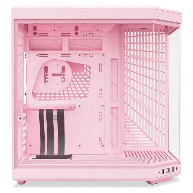 HYTE Y70 Milk Midi Tower PC Case, Pink — supports 120/140 mm fans, 2.5 inch & 3.5 inch drives, bottom PSU, 320×470×470 mm