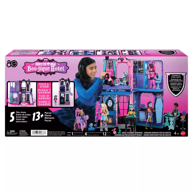 Monster High Boo-tique Hotel Doll House with Spooky Surprises in Every Room and 13+ Accessories