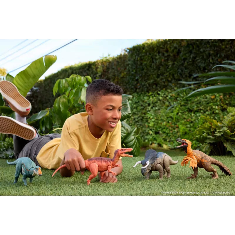 Jurassic World Rebirth Wild Roar Aucasaurus Dinosaur Toy, Tail Controlled Attack Chomp & Sound