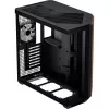 APNX Tower case V1-W-BK-v3 with two tempered glass panels and wood paneling, black