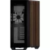 APNX Tower case V1-W-BK-v3 with two tempered glass panels and wood paneling, black