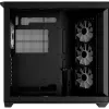 APNX Tower case V1-W-BK-v3 with two tempered glass panels and wood paneling, black