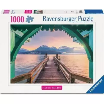Jigsaw Puzzle Ravensburger Footbridge at Lac d'Annecy, France — 1000 pcs, 700 mm width