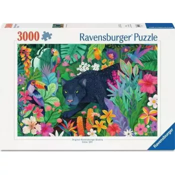 Jigsaw Puzzle Ravensburger Panther in the Blooming Jungle — 3000 pieces, large-format leisure puzzle