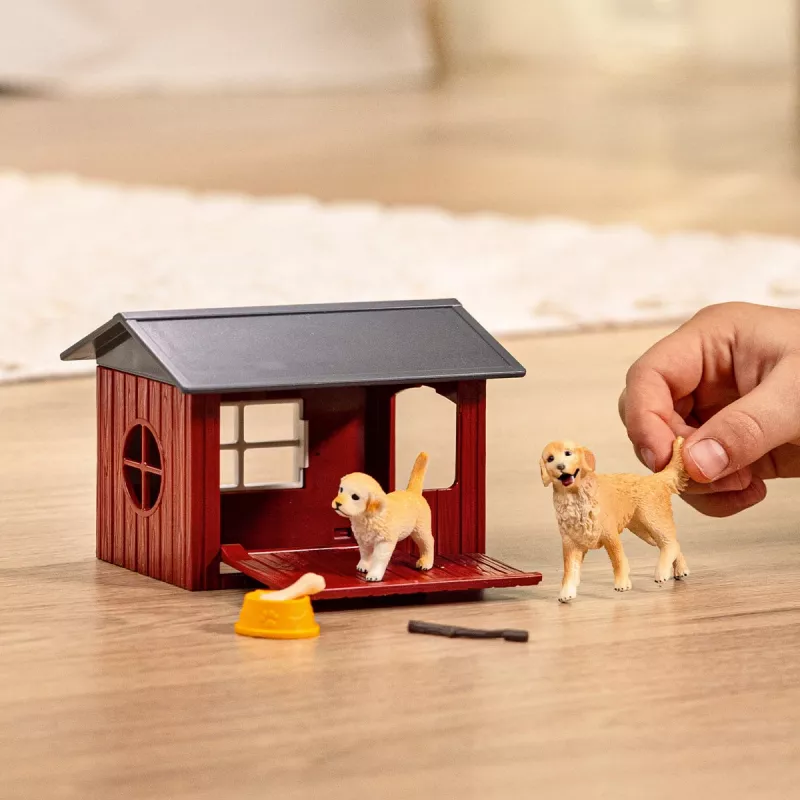 Animal Schleich FARM WORLD Dog Kennel with Golden Retriever