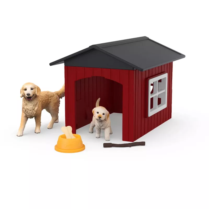 Animal Schleich FARM WORLD Dog Kennel with Golden Retriever