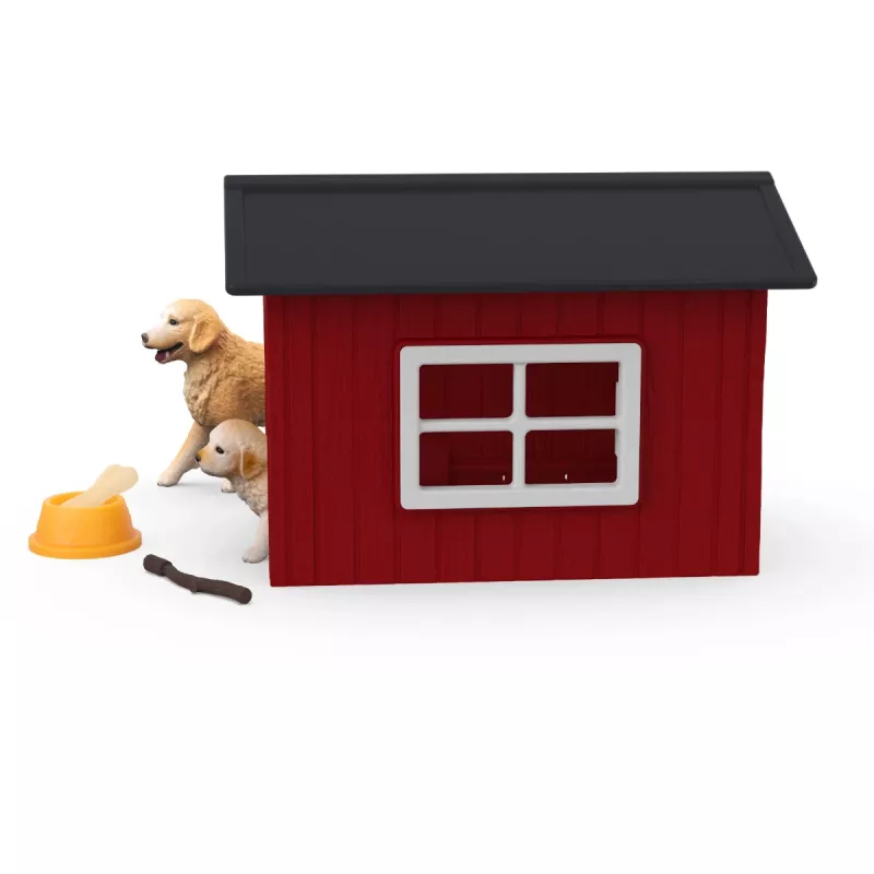 Animal Schleich FARM WORLD Dog Kennel with Golden Retriever