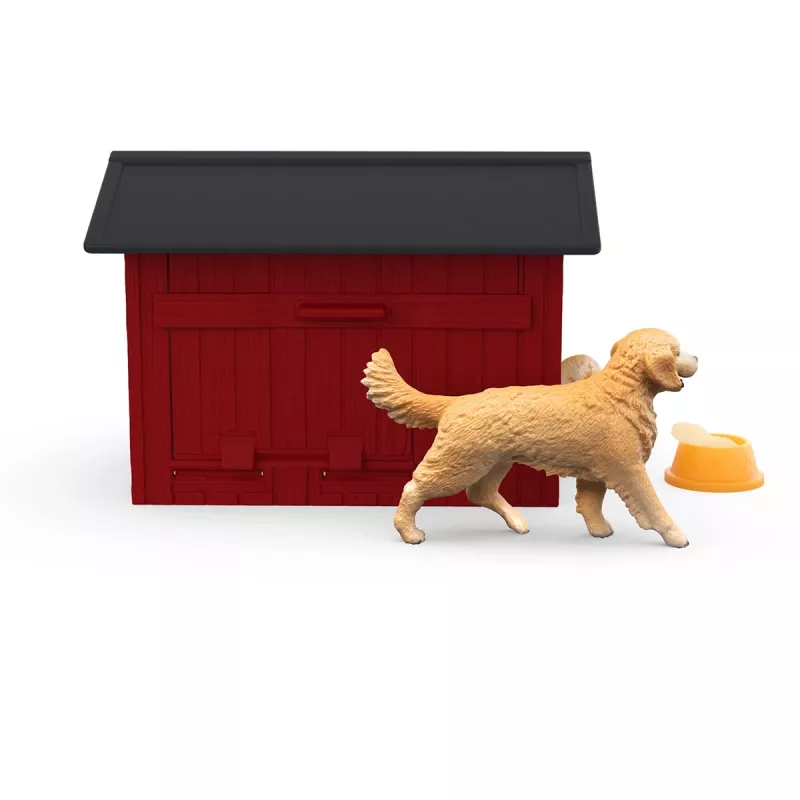 Animal Schleich FARM WORLD Dog Kennel with Golden Retriever